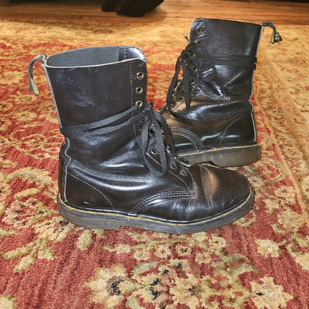 Dr. Martens Black Leather Combat Boots - Picture 3 of 6